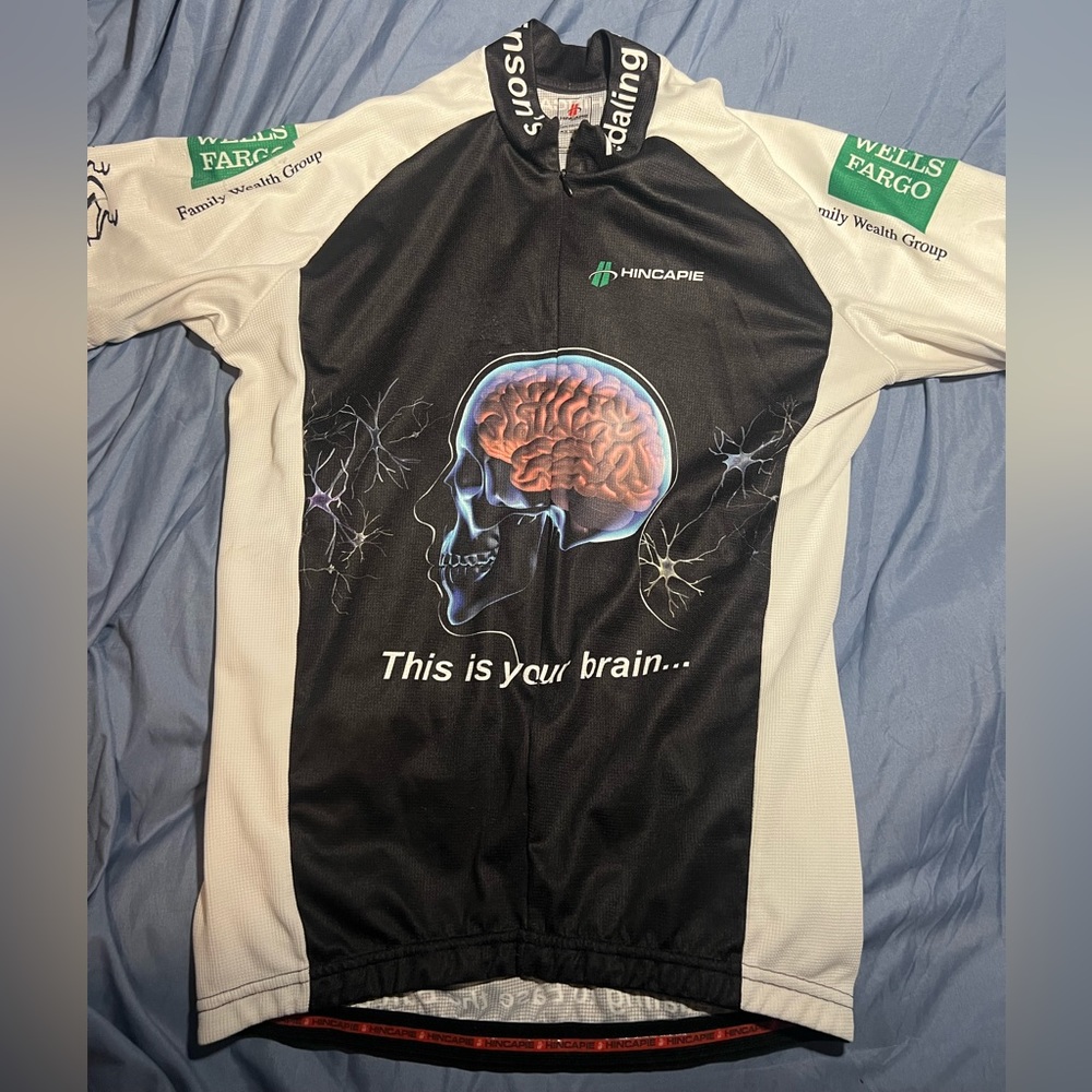 Cycling Jersey Shirt Mens Medium Blue Black White